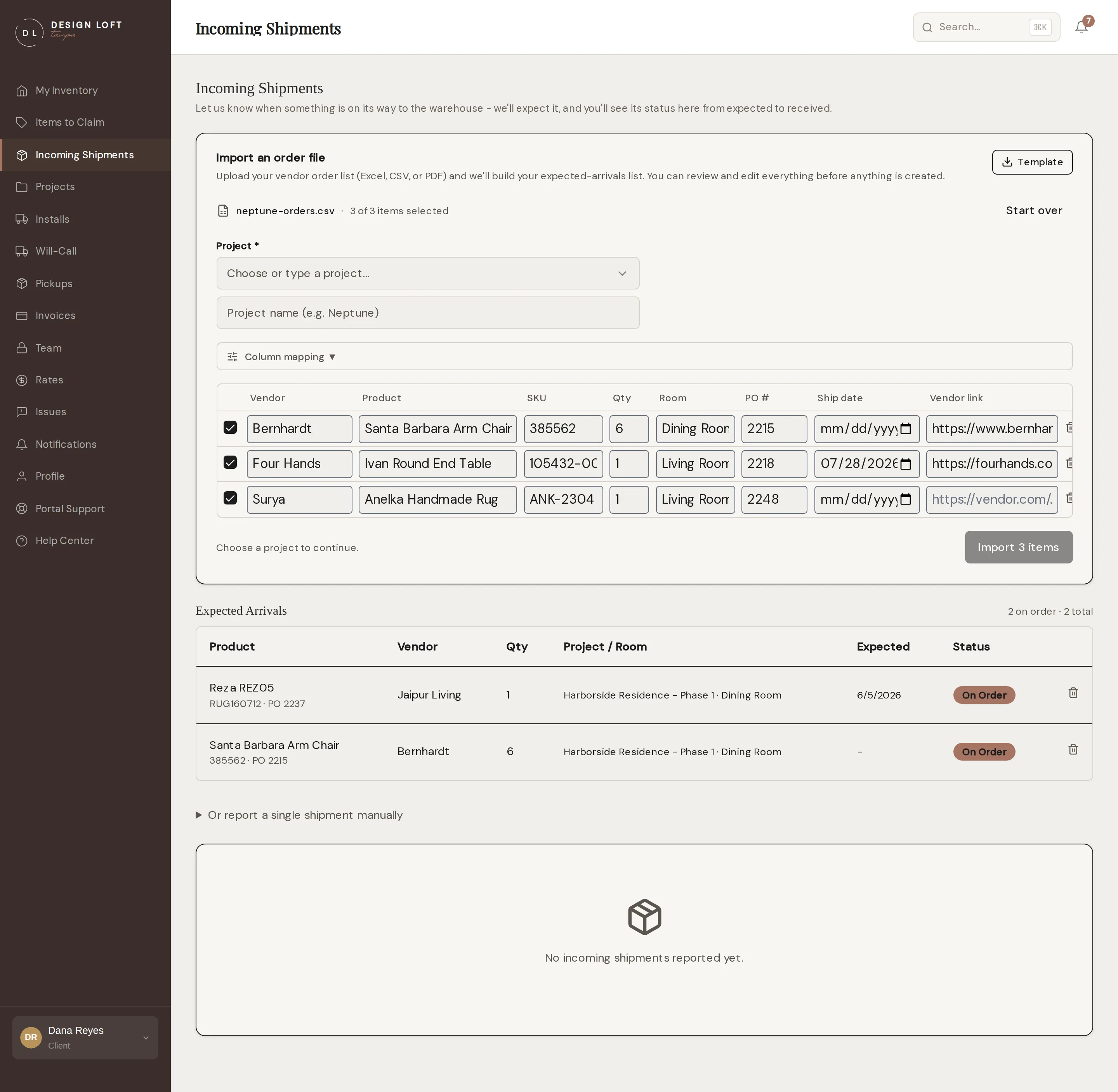 Checking the imported lines before importing