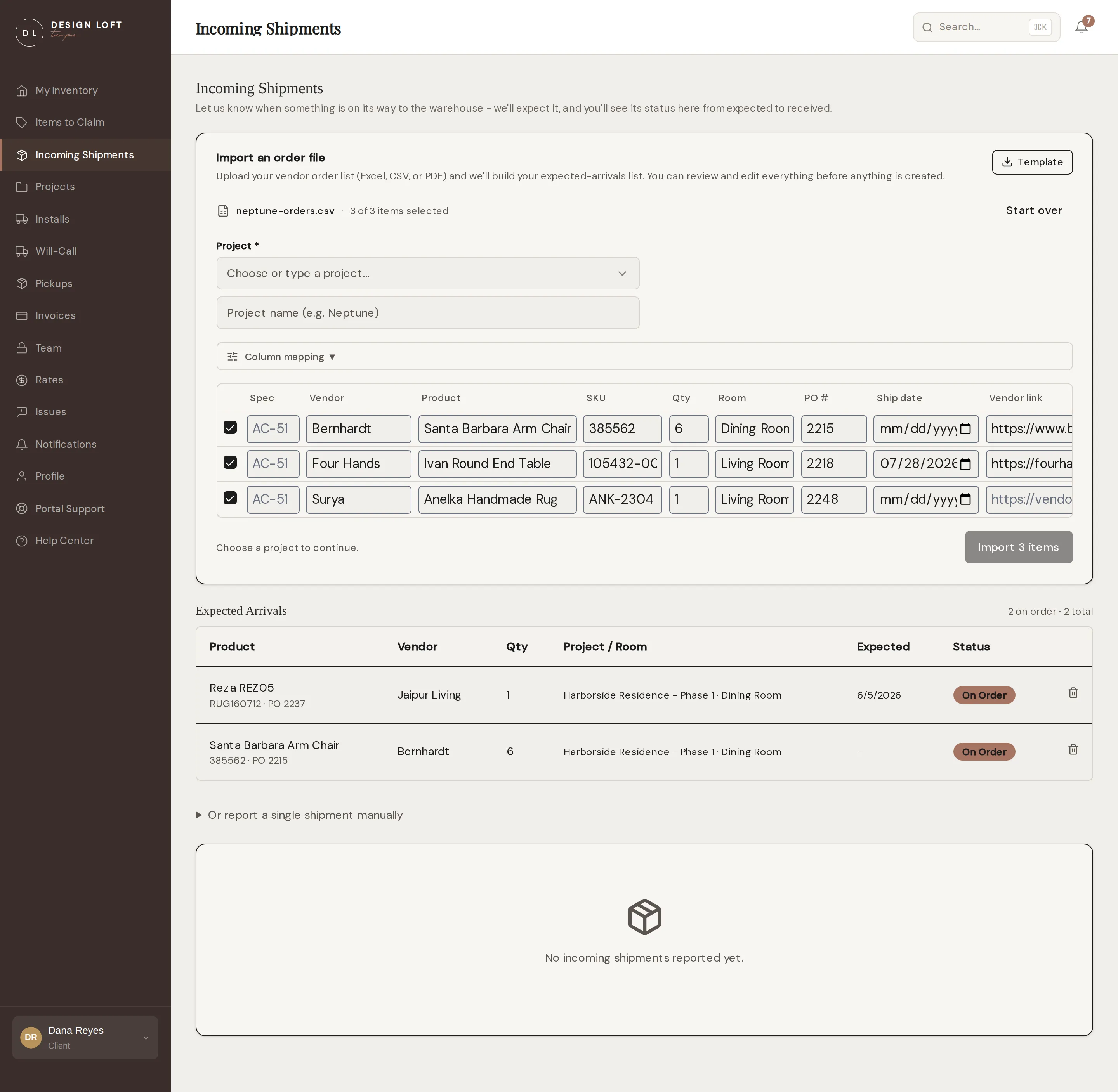Checking the imported lines before importing