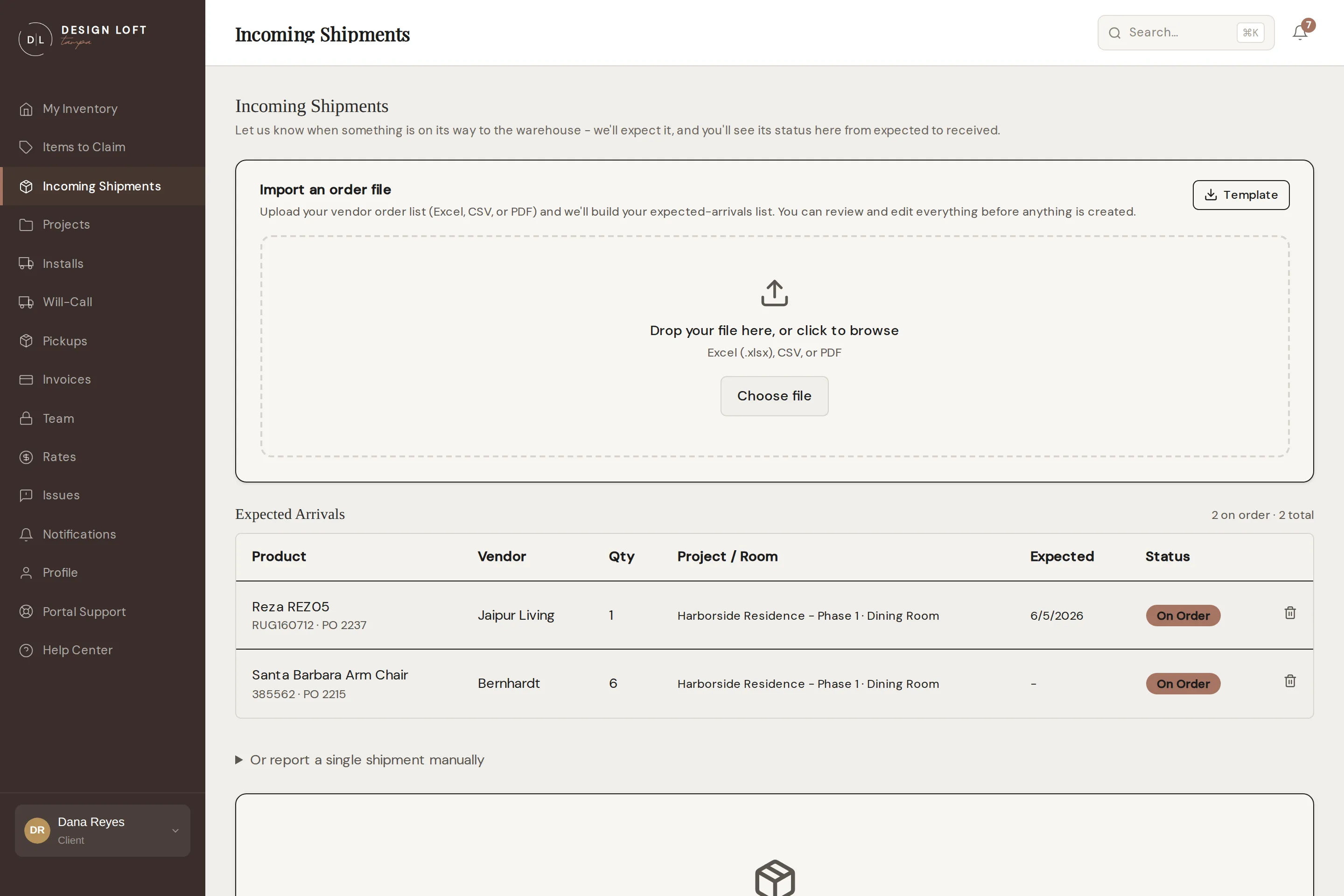 Import an order file